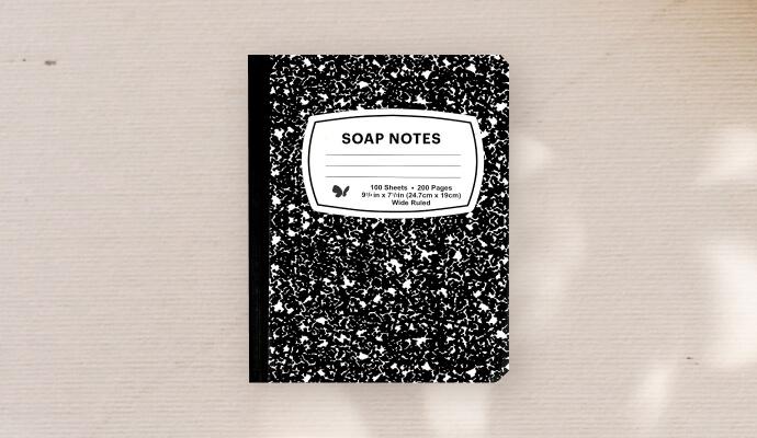 SimplePractice branded notebook with SOAP Note mistakes that therapists want to avoid