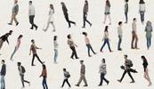 A collage of people who are therapy clients walking in different directions