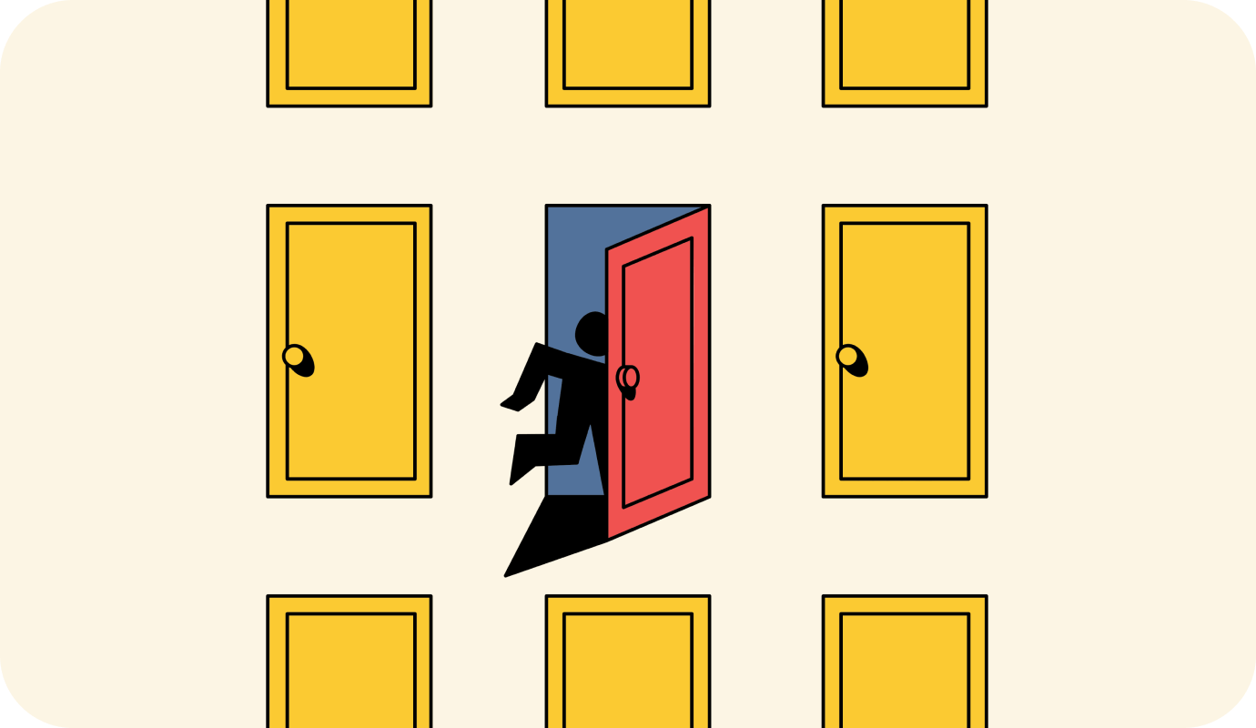 An illustration of the figure running into a red door because they did not create a private practice emergency plan