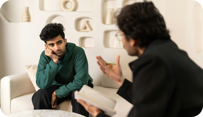 A male therapist discusses with a male colleague how he found his niche as a therapist